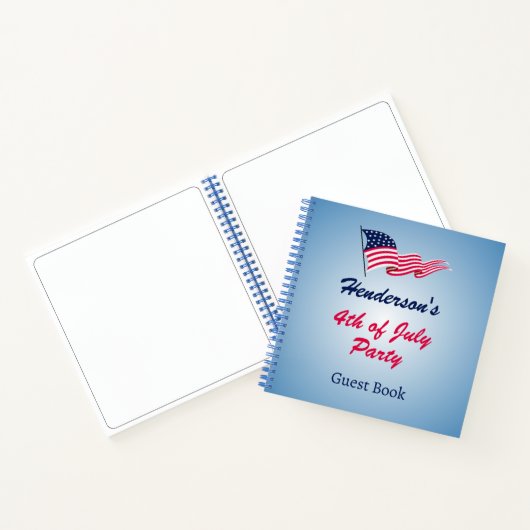 Gelukkig op 4 juli met Amerikaans vlaggen Guest Bo Notitieboek (Binnen)