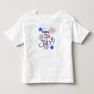Gelukkig op 4 juli! Met vuurwerk en sterren Kinder Shirts