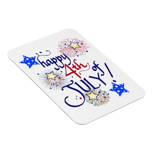 Gelukkig op 4 juli! Met vuurwerk en sterren Magnet Magneet (Rechterzijde)