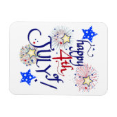 Gelukkig op 4 juli! Met vuurwerk en sterren Magnet Magneet (Horizontaal)