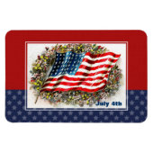 Gelukkig op 4 juli. Patriottisch Design Gift Magneet (Horizontaal)