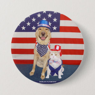 Gelukkig op 4 juli!! ronde button 7,6 cm