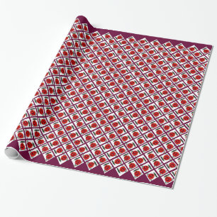 Gelukkig Ornament met rood streppapier Cadeaupapier