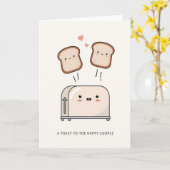 gelukkig paar, bruiloft, toast  kaart (Gele Bloem)