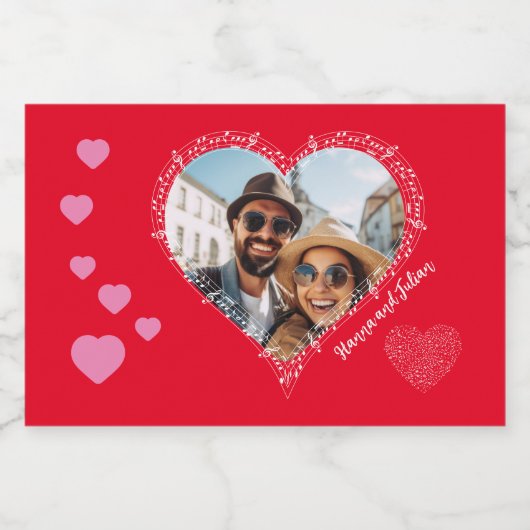 Gelukkig paar fizzy viering muziek liefhebber sparkling wijnetiket (Enkel label)