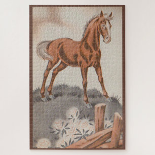 Gelukkig paard in bruin legpuzzel