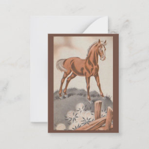 Gelukkig paard in bruin notitiekaartje
