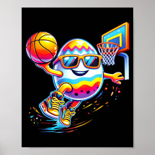 Gelukkig paasei dompelende konijn basketbal jongen poster