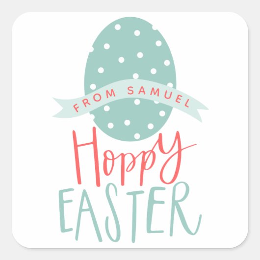 GELUKKIG PAASEI VIERKANTE STICKER (Voorkant)