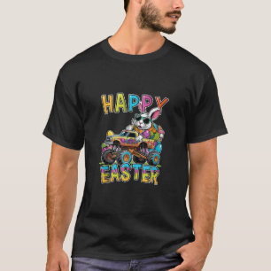 Gelukkig paashaas monster vrachtwagen paasei jacht t-shirt