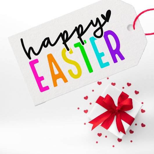 Gelukkig paaskleurig persoonlijk cadeaulabel