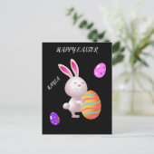Gelukkig paaskonijn en gestript ei-briefkaart. briefkaart (Staand voorkant)