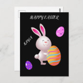 Gelukkig paaskonijn en gestript ei-briefkaart. briefkaart (Voorkant / Achterkant)