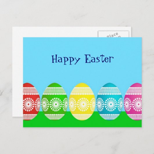 Gelukkig paaspoeder blauw schattig ei ontwerp feestdagenkaart (Voorkant / Achterkant)