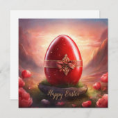 Gelukkig paasrood ei feestdagenkaart (Voorkant / Achterkant)