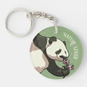 Gelukkig Panda Ruikende Bloesem Natuurliefhebber C Sleutelhanger