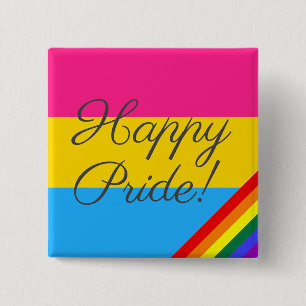 Gelukkig Panseksueel Pride Vlag Vierkante Button 5,1 Cm