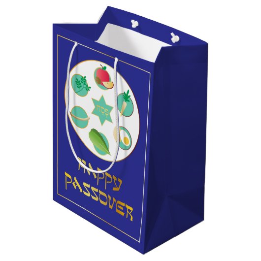 Gelukkig Pascha in Blauw Medium Cadeauzakje (Achterkant Gekanteld)