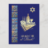 Gelukkig Pascha Star van David en Seder Tafel Icon Briefkaart (Voorkant)