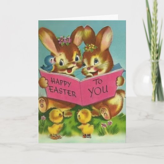 Gelukkig Pasen aan u konijntjes aangepaste Pasen Kaart (Voorkant)