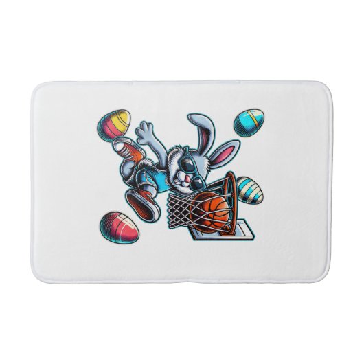 Gelukkig Pasen Basketbal Jongens Paashaas Grappig  Badmat (Voorkant)