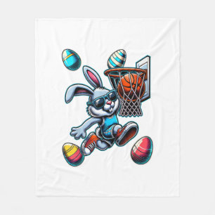 Gelukkig Pasen Basketbal Jongens Paashaas Grappig Fleece Deken