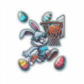 Gelukkig Pasen Basketbal Jongens Paashaas Grappig Sticker (Voorkant)