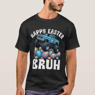 Gelukkig pasen broer monstertruck paaseieren jacht t-shirt