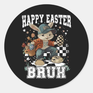 Gelukkig Pasen Bruh Konijn Skateboarden Peuter Kin Ronde Sticker