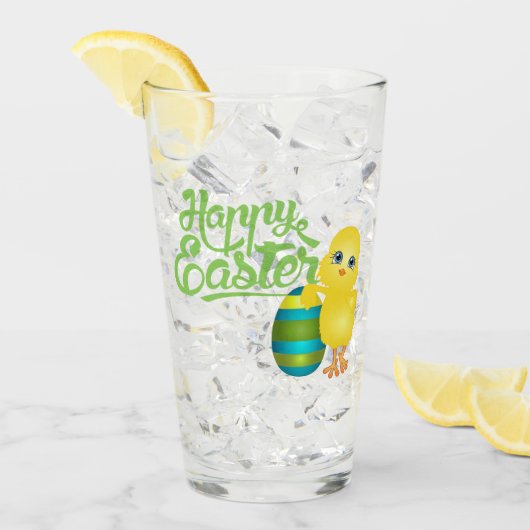 Gelukkig Pasen Chick en Ei Glas (Voorkant ijs)