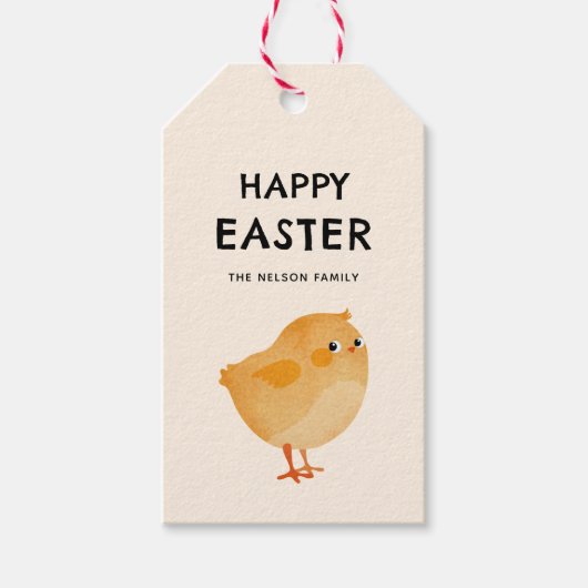 Gelukkig Pasen chick schattig en feestelijk Cadeaulabel (Voorkant)