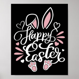 Gelukkig Pasen Dag Bunny Eieren Konijn Grafisch Fa Poster