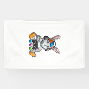 Gelukkig Pasen Dag Konijn Ei Grappige Jongens Meis Spandoek