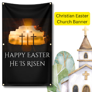 Gelukkig Pasen dat hij drie kruisen is Spandoek
