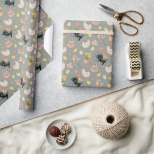 Gelukkig Pasen Familie (Spaans Grijs) Cadeaupapier