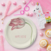 Gelukkig Pasen | Fine Art Roze & Witte Tulp Papieren Bordje (Feest)
