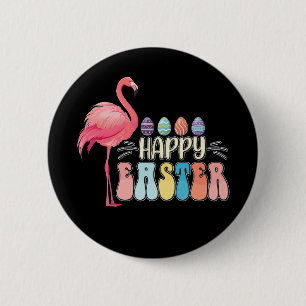 Gelukkig Pasen Flamingo Bunny Ei Mand Ronde Button 5,7 Cm