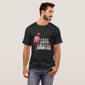 Gelukkig Pasen Flamingo Bunny Ei Mand T-shirt (Voorkant volledig)