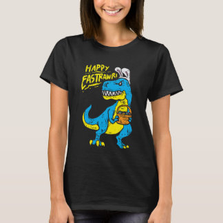 Gelukkig Pasen Funny Dinosaur Trex Konijnenoren Jo T-shirt