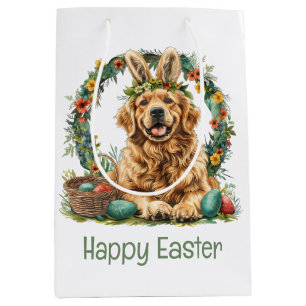 Gelukkig Pasen Goud Retriever Hond Konijnenoren Medium Cadeauzakje