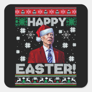 Gelukkig Pasen Grappig Joe Biden Kerstmis Vierkante Sticker