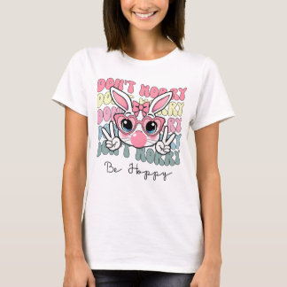 Gelukkig Pasen Groovy Bunny Gezicht Maak je geen z T-shirt