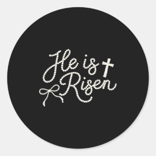 Gelukkig Pasen hij is verrezen parel Jezus christe Ronde Sticker
