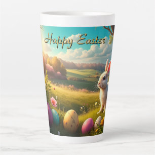 Gelukkig Pasen in een lentelandschap Latte Mok