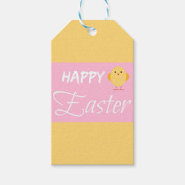 Gelukkig Pasen Kleine Chick Geel Cadeaulabel