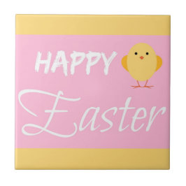 Gelukkig Pasen Kleine Chick Geel Tegeltje