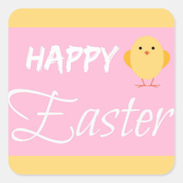 Gelukkig Pasen Kleine Chick Geel Vierkante Sticker