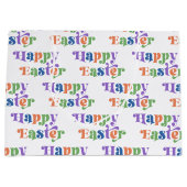 Gelukkig Pasen Kleurrijke Whimsical Retro Typograf Groot Cadeauzakje (Voorkant)