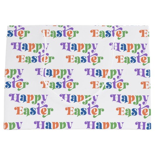 Gelukkig Pasen Kleurrijke Whimsical Retro Typograf Groot Cadeauzakje (Voorkant)
