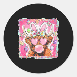 Gelukkig Pasen Koe Konijn Oren Bubblegum Roze Meis Ronde Sticker